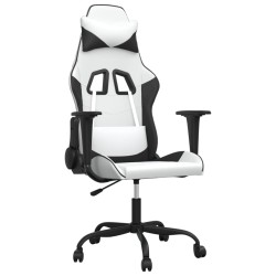 Chaise de jeu de massage Blanc et noir Similicuir 