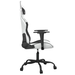 Chaise de jeu de massage Blanc et noir Similicuir 