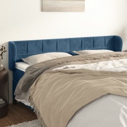Tête de lit avec oreilles Bleu foncé 203x23x78/88 cm Velours 