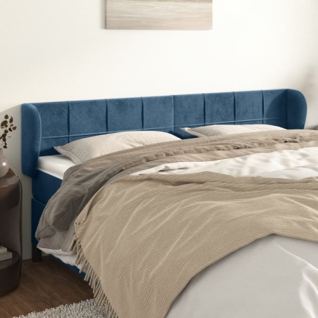 Tête de lit avec oreilles Bleu foncé 203x23x78/88 cm Velours 