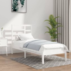 Cadre de lit sans matelas blanc bois massif 100x200 cm 