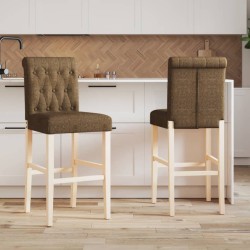 Chaises de bar lot de 2 bois massif d'hévéa et tissu 