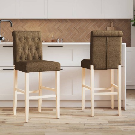 Chaises de bar lot de 2 bois massif d'hévéa et tissu 