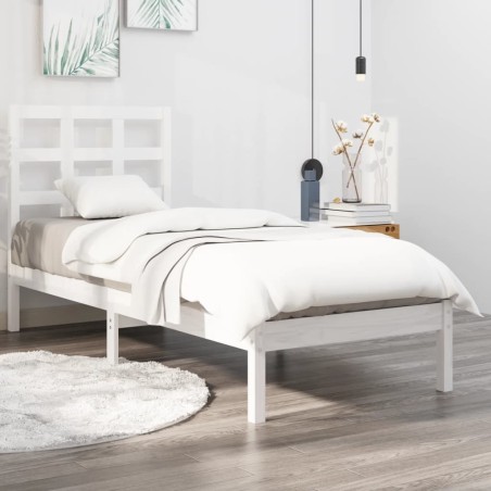 Cadre de lit sans matelas blanc 100x200 cm bois massif 