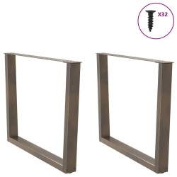 Pieds de table à manger en forme de V, 2 pièces, acier naturel, 100 x (72-73,3) cm 