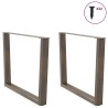 Pieds de table à manger en forme de V, 2 pièces, acier naturel, 100 x (72-73,3) cm 