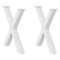 Pieds de table à manger en forme de X, 2 pièces, blanc, 70 x (72-73) cm, acier 