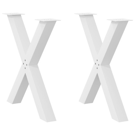 Pieds de table à manger en forme de X, 2 pièces, blanc, 70 x (72-73) cm, acier 