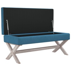 Tabouret de rangement Bleu 110x45x49 cm Velours 