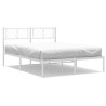 Cadre de lit métal sans matelas et tête de lit blanc 150x200 cm 