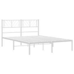 Cadre de lit métal sans matelas et tête de lit blanc 150x200 cm 