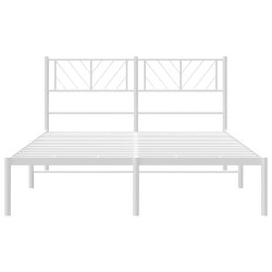 Cadre de lit métal sans matelas et tête de lit blanc 150x200 cm 