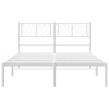 Cadre de lit métal sans matelas et tête de lit blanc 150x200 cm 