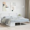Cadre de lit métal sans matelas et tête de lit blanc 160x200 cm 