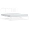 Cadre de lit métal sans matelas et tête de lit blanc 160x200 cm 
