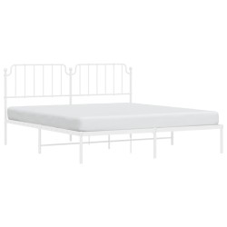 Cadre de lit métal sans matelas et tête de lit blanc 160x200 cm 