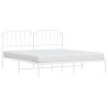 Cadre de lit métal sans matelas et tête de lit blanc 160x200 cm 