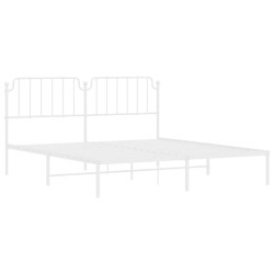 Cadre de lit métal sans matelas et tête de lit blanc 160x200 cm 