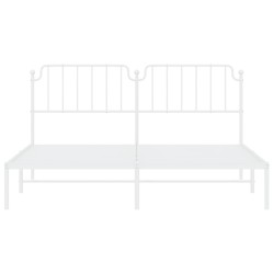 Cadre de lit métal sans matelas et tête de lit blanc 160x200 cm 