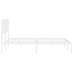 Cadre de lit métal sans matelas et tête de lit blanc 160x200 cm 