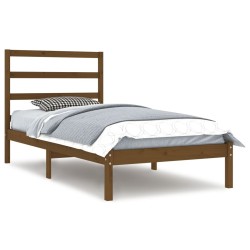 Cadre de lit sans matelas marron miel 100x200cm bois pin massif 