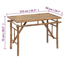 Table de jardin pliable 115x50x75 cm Bambou 