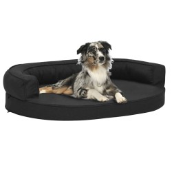 Matelas de lit ergonomique de chien 75x53 cm Aspect de lin Noir 