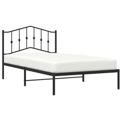 Cadre de lit métal sans matelas avec tête de lit noir 107x203cm 