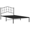 Cadre de lit métal sans matelas avec tête de lit noir 107x203cm 