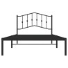 Cadre de lit métal sans matelas avec tête de lit noir 107x203cm 