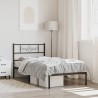 Cadre de lit métal sans matelas avec tête de lit noir 107x203cm 