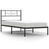 Cadre de lit métal sans matelas avec tête de lit noir 107x203cm 