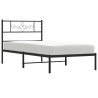 Cadre de lit métal sans matelas avec tête de lit noir 107x203cm 
