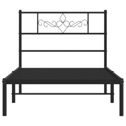 Cadre de lit métal sans matelas avec tête de lit noir 107x203cm 