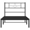 Cadre de lit métal sans matelas avec tête de lit noir 107x203cm 