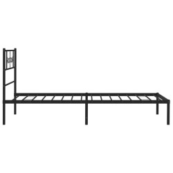 Cadre de lit métal sans matelas avec tête de lit noir 107x203cm 