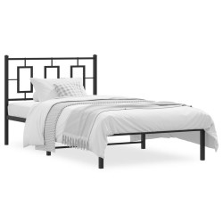Cadre de lit métal sans matelas avec tête de lit noir 100x200cm 