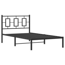 Cadre de lit métal sans matelas avec tête de lit noir 100x200cm 