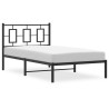 Cadre de lit métal sans matelas avec tête de lit noir 100x200cm 