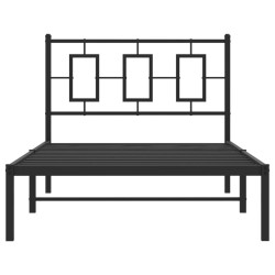 Cadre de lit métal sans matelas avec tête de lit noir 100x200cm 