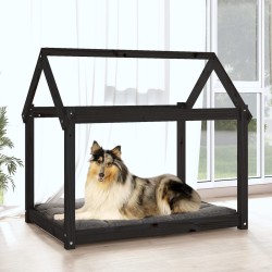 Lit pour chien Noir 101x70x90 cm Bois de pin solide 