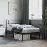 Cadre de lit métal sans matelas avec tête de lit noir 107x203cm 