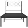 Cadre de lit métal sans matelas avec tête de lit noir 107x203cm 
