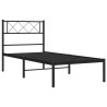 Cadre de lit métal sans matelas avec tête de lit noir 107x203cm 