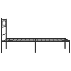 Cadre de lit métal sans matelas avec tête de lit noir 107x203cm 