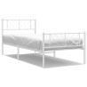 Cadre de lit métal sans matelas et pied de lit blanc 100x200 cm 