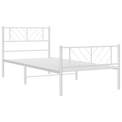 Cadre de lit métal sans matelas et pied de lit blanc 100x200 cm 