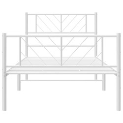 Cadre de lit métal sans matelas et pied de lit blanc 100x200 cm 