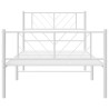 Cadre de lit métal sans matelas et pied de lit blanc 100x200 cm 