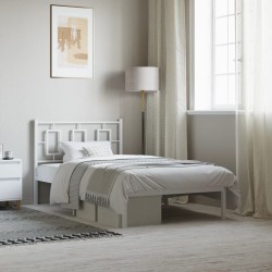 Cadre de lit métal sans matelas et tête de lit blanc 100x200 cm 